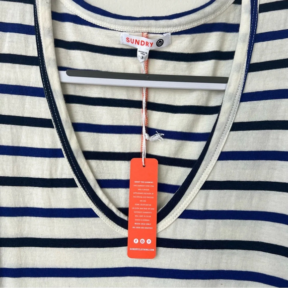 NWT Sundry Striped Sleeveless Maxi Shirt Dress With Slits - Picture 8 of 9